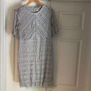 Roolee Light Gray Lace Short Sleeve Mini Dress
